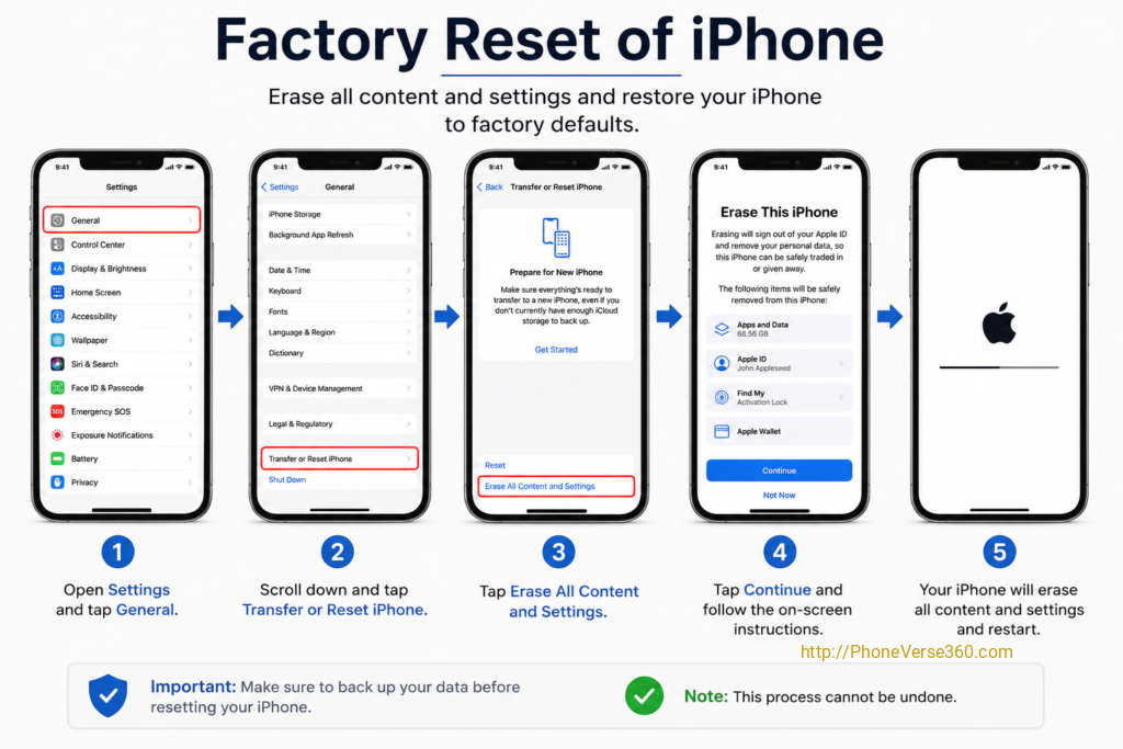 illustration of how to reset iPhone
